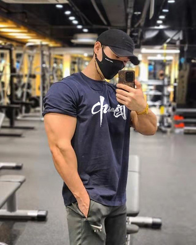 Мъжка памучна тениска с надпис