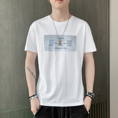 Lühikeste varrukate ja trükiga vabaaja T-särk meestele