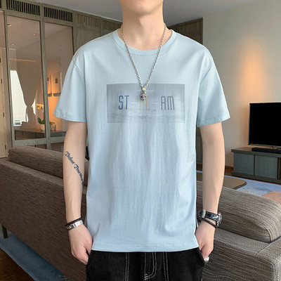 Lühikeste varrukate ja trükiga vabaaja T-särk meestele