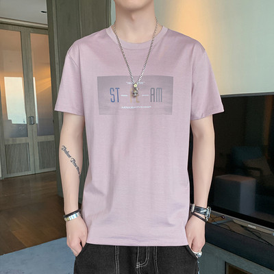 Lühikeste varrukate ja trükiga vabaaja T-särk meestele