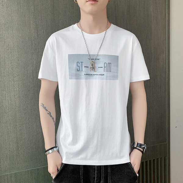 Lühikeste varrukate ja trükiga vabaaja T-särk meestele