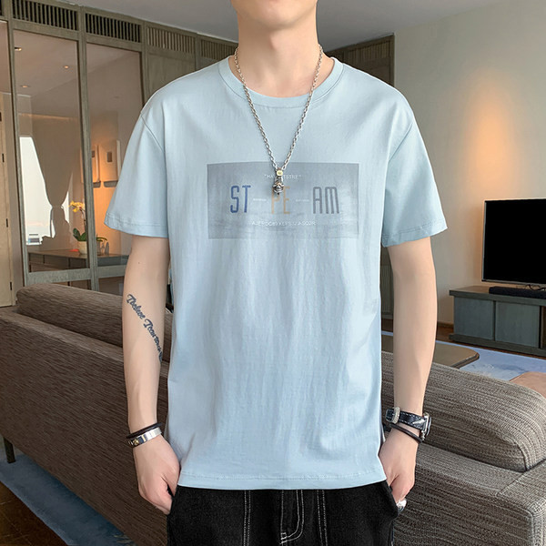 Lühikeste varrukate ja trükiga vabaaja T-särk meestele