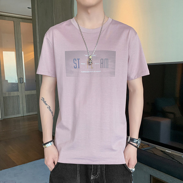 Lühikeste varrukate ja trükiga vabaaja T-särk meestele