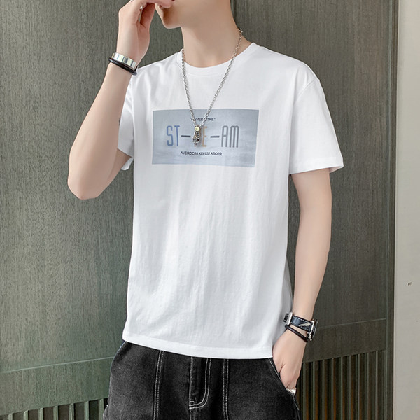 Lühikeste varrukate ja trükiga vabaaja T-särk meestele