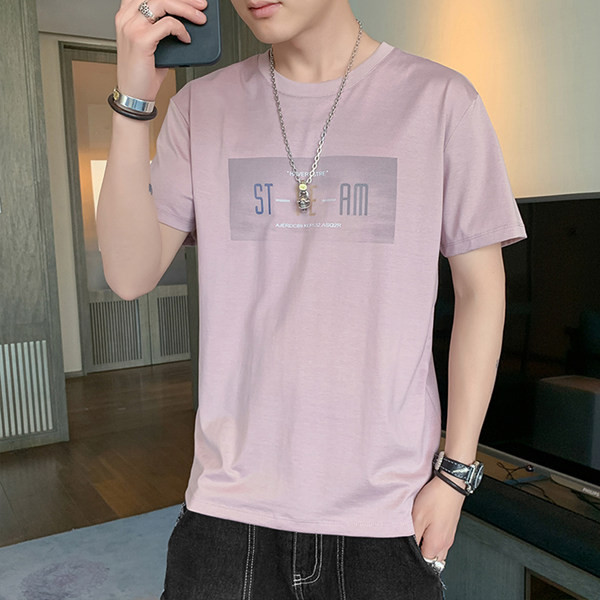 Lühikeste varrukate ja trükiga vabaaja T-särk meestele