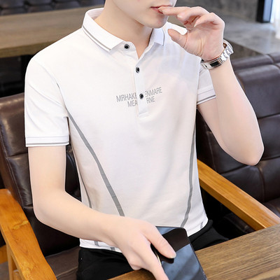 Ανδρικό μπλουζάκι με κλασικά κουμπιά και επιγραφή