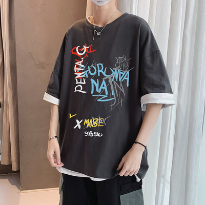 Meeste T-särk kirjade ja 3/4 varrukatega