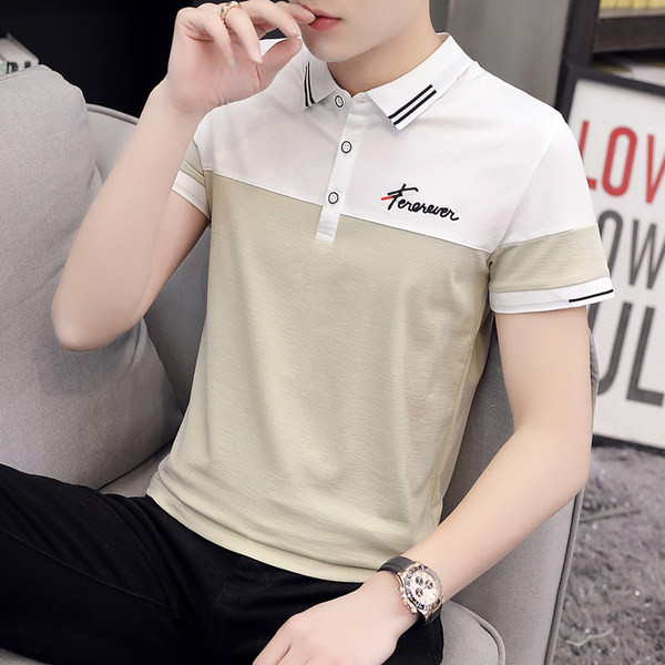 Модерна мъжка блуза с яка и къс ръкав в няколко цвята