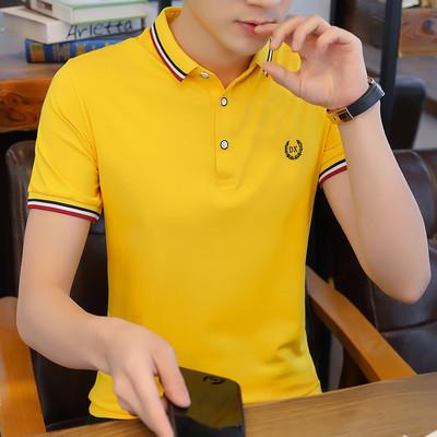 Μοντέρνα ανδρική μπλούζα με γιακά και κέντημα - σε διάφορα χρώματα