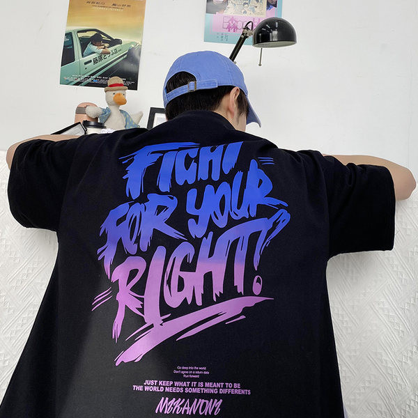 Neljas värvitoonis meeste t-särk kirjaga ja 3/4 varrukatega