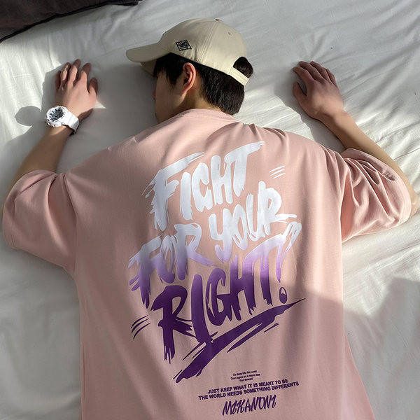 Neljas värvitoonis meeste t-särk kirjaga ja 3/4 varrukatega