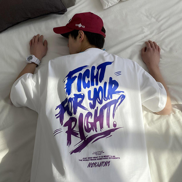 Neljas värvitoonis meeste t-särk kirjaga ja 3/4 varrukatega