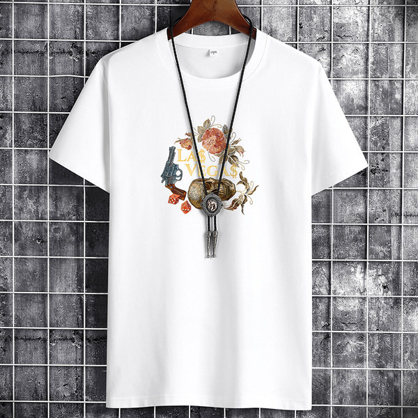 Värvilise aplikatsiooniga suvine T-särk meestele