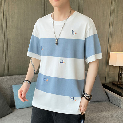 Ανδρικό βαμβακερό μπλουζάκι με κοντά μανίκια και κεντήματα γραμμάτων