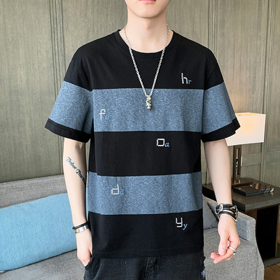 Ανδρικό βαμβακερό μπλουζάκι με κοντά μανίκια και κεντήματα γραμμάτων