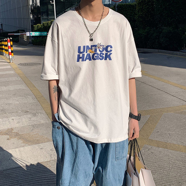 Ежедневна тениска с надписи и 3/4 ръкав