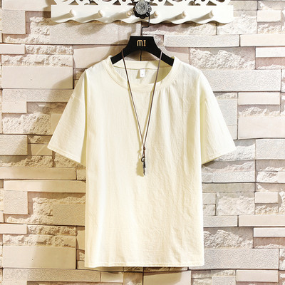 Μπλουζάκι  μονόχρωμο για άντρες με κοντά μανίκια