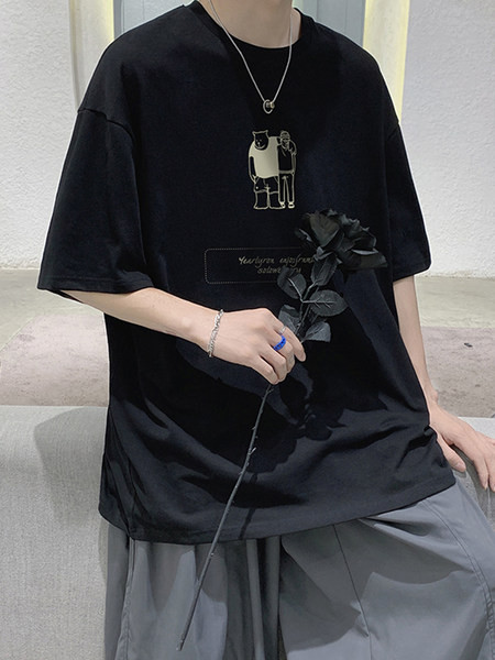 Puuvillane lai aplikatsiooniga T-särk meestele