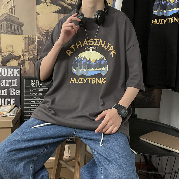 Casual μπλουζάκι με τύπωμα και 3/4 μανίκια