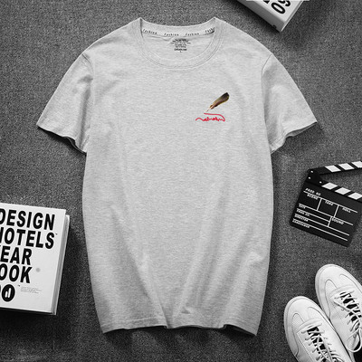 Uue mudeli lühikeste varrukate ja aplikatsiooniga vabaaja T-särk