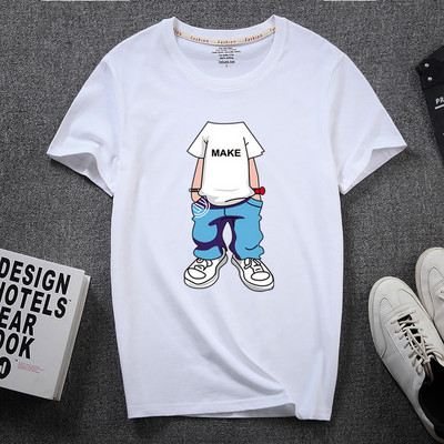 Meeste aplikatsiooni ja pealdisega 3/4 varrukatega T-särk