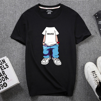 Meeste aplikatsiooni ja pealdisega 3/4 varrukatega T-särk