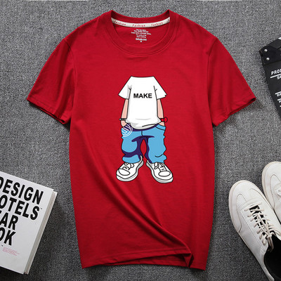 Meeste aplikatsiooni ja pealdisega 3/4 varrukatega T-särk