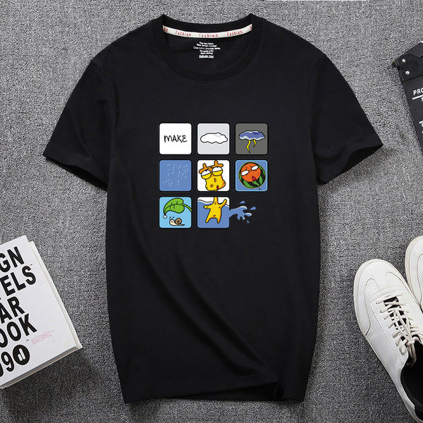 Meeste aplikatsiooni ja pealdisega 3/4 varrukatega T-särk