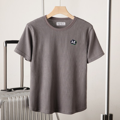 Meeste lühikeste varrukate ja tikandiga T-särk