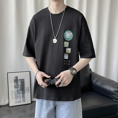 Μεγάλο καλοκαιρινό μπλουζάκι με 3/4 μανίκια και απλικέ