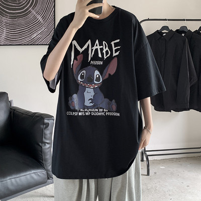 Широка лятна тениска с цветна апликация за мъже