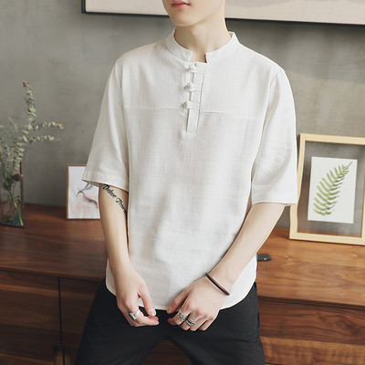 Модерна мъжка блуза с 3/4 ръкав и копчета