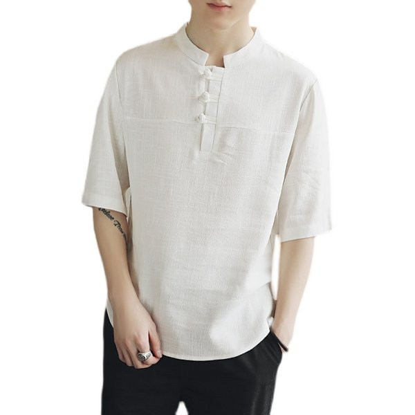 Модерна мъжка блуза с 3/4 ръкав и копчета