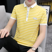 Uus mudel meeste triibuline klassikalise krae ja embleemiga pluus