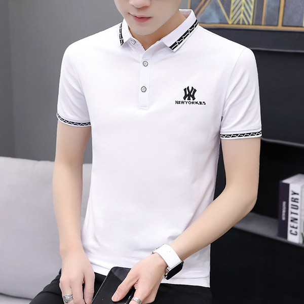 Модерна мъжка блуза с яка и бродерия в няколко цвята