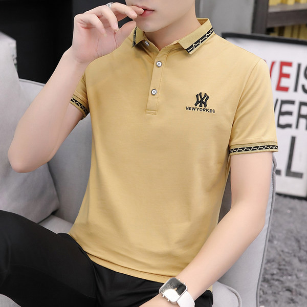 Модерна мъжка блуза с яка и бродерия в няколко цвята