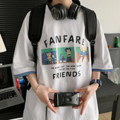 Suvine värvitrükiga ja 3/4 varrukatega T-särk meestele