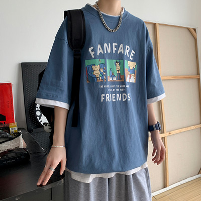 Suvine värvitrükiga ja 3/4 varrukatega T-särk meestele