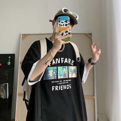 Suvine värvitrükiga ja 3/4 varrukatega T-särk meestele