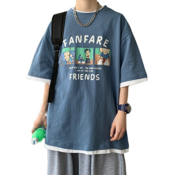 Suvine värvitrükiga ja 3/4 varrukatega T-särk meestele