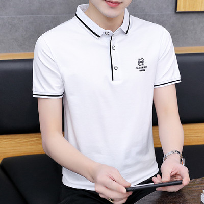 Kolmes värvitoonis klassikalise krae ja nööpidega meeste t-särk