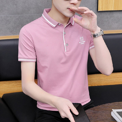 Kolmes värvitoonis klassikalise krae ja nööpidega meeste t-särk