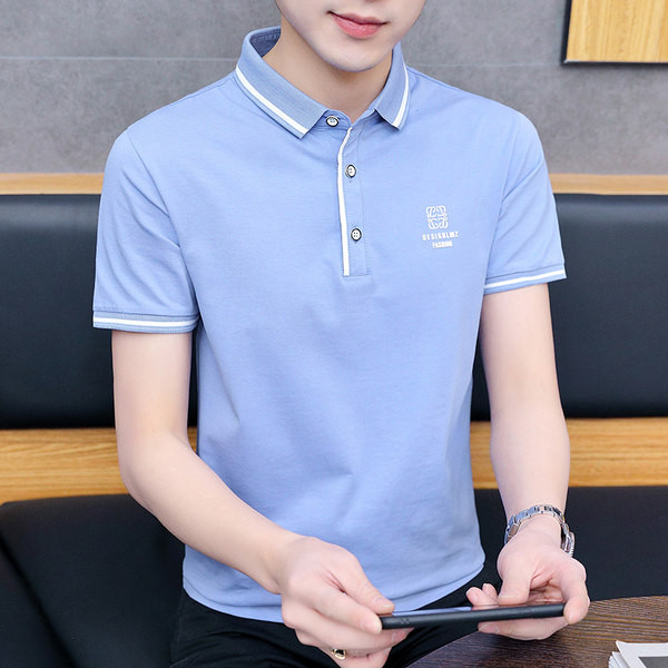 Kolmes värvitoonis klassikalise krae ja nööpidega meeste t-särk