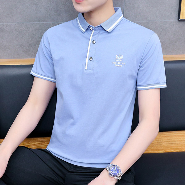 Kolmes värvitoonis klassikalise krae ja nööpidega meeste t-särk