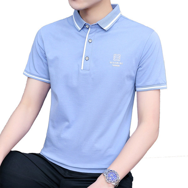 Kolmes värvitoonis klassikalise krae ja nööpidega meeste t-särk