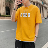 Тениска с апликации и къс ръкав-за мъже