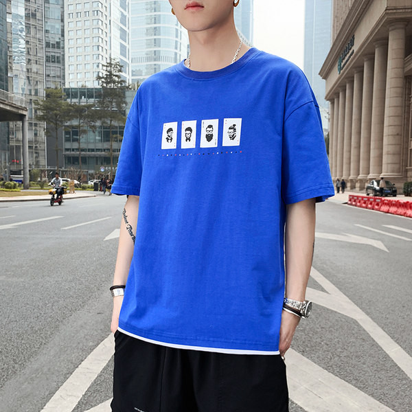 Тениска с апликации и къс ръкав-за мъже