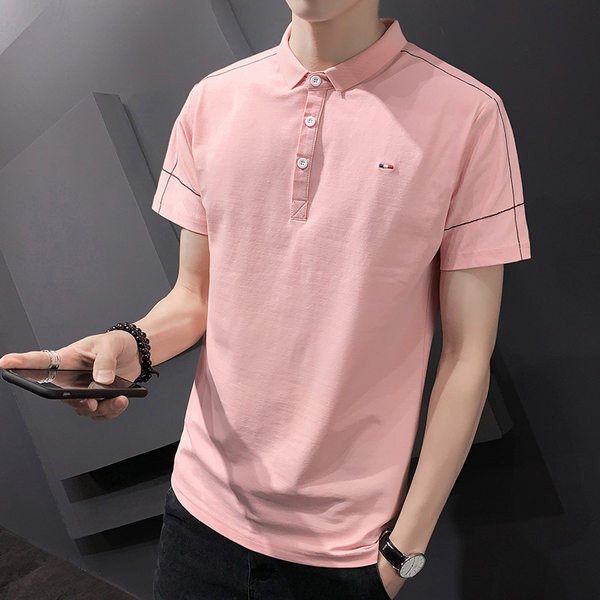 Ανδρικό μπλουζάκι με γιακά και κοντά μανίκια σε τέσσερα χρώματα