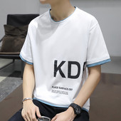 Uue mudeli aplikatsiooni ja ümara kaelusega meeste T-särk - lai mudel