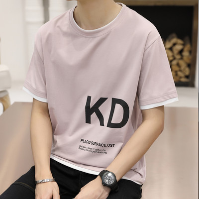 Uue mudeli aplikatsiooni ja ümara kaelusega meeste T-särk - lai mudel